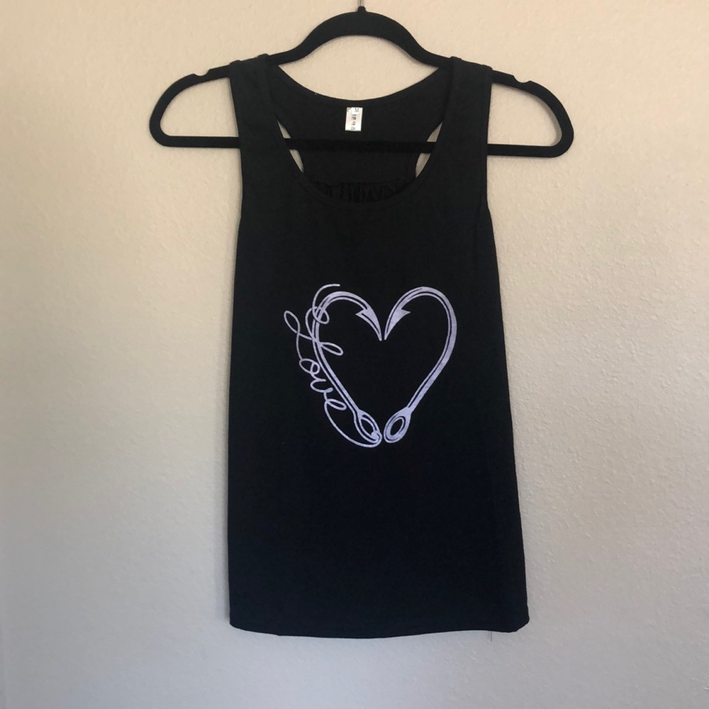 Black love Fishing hooks tank top like new